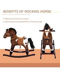Qaba Kids Metal Plush Ride-On Rocking Horse Chair Toy, /