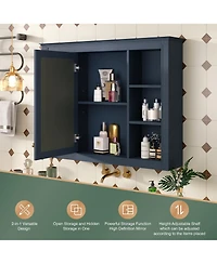 Casainc 35" x 27.5" Bathroom Mirror Cabinet with 6 Open Shelves, Wall Mounted Medicine (No Vanity)