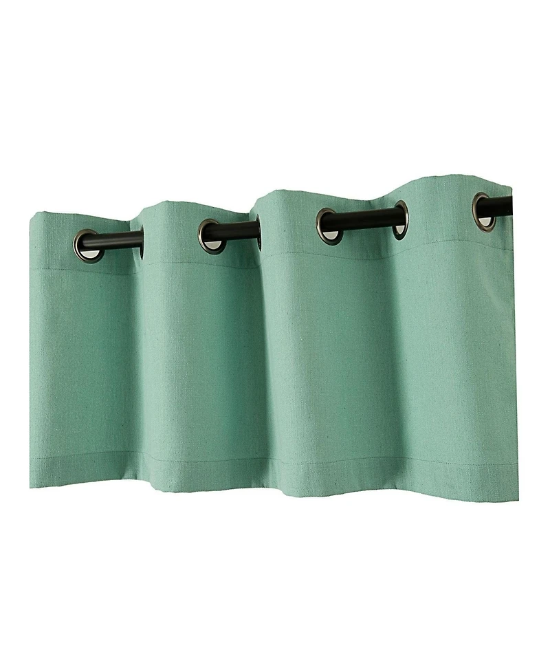 Kate Aurora Teen Decor Poly Cotton Coastal Aqua Colored Grommet Top Window Valance