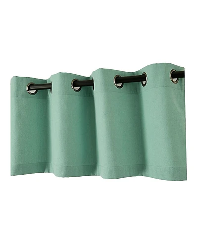 Kate Aurora Teen Decor Poly Cotton Coastal Aqua Colored Grommet Top Window Valance