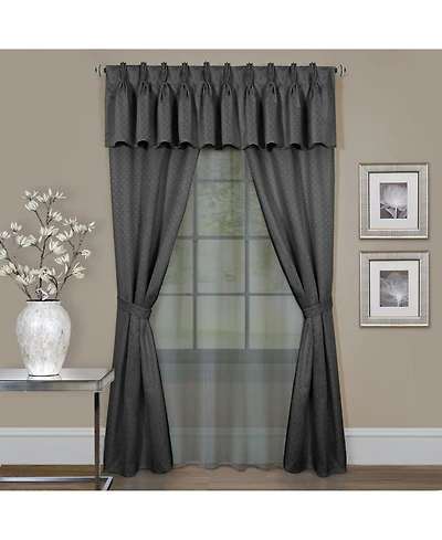Kate Aurora Complete 6 Piece Attached Custom Jacquard & Sheer Window Curtain Set - in