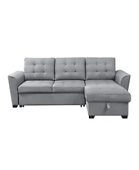 Homlux 90.5"W Light Gray Linen Sleeper Sectional Sofa with Reversible Storage Chaise