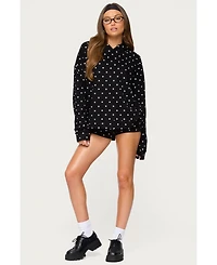 Edikted Womens Chelsie Polka Dot Foldover Shorts