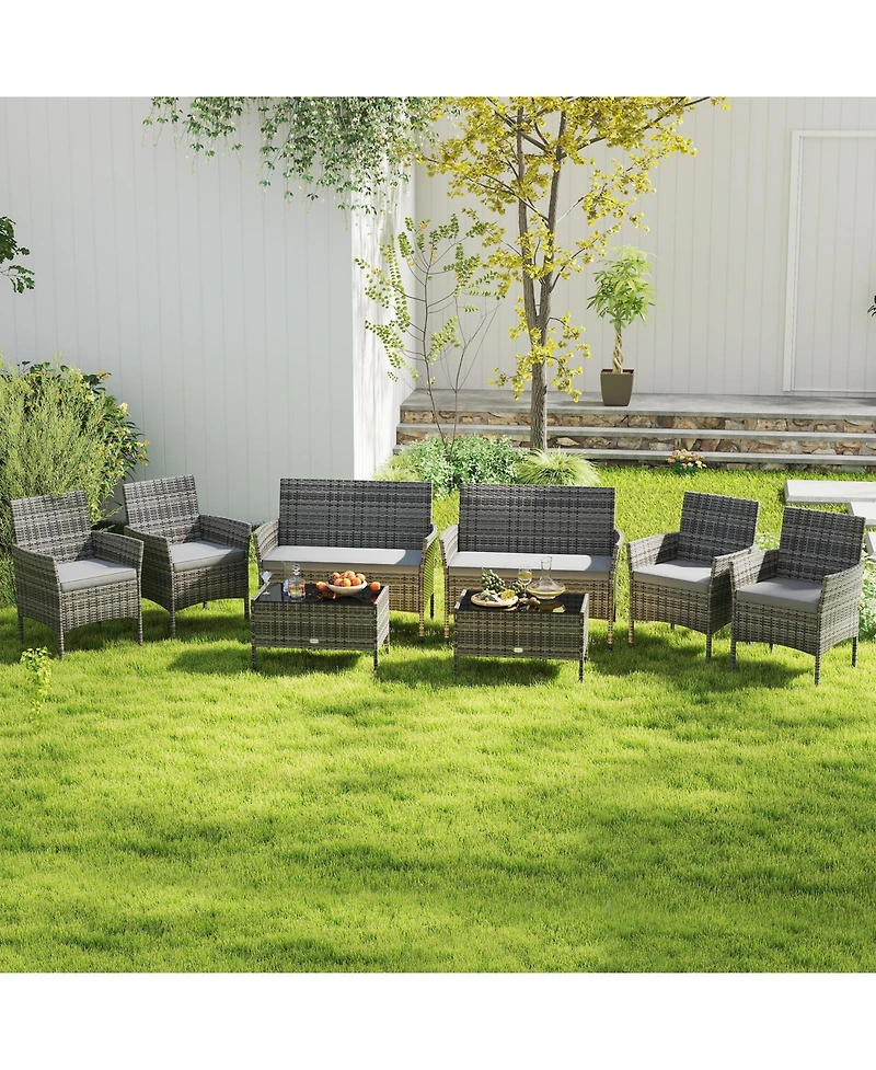 Slickblue 4-Piece Wicker Patio Set with Cushioned Seats for Outdoor Lounge or Garden