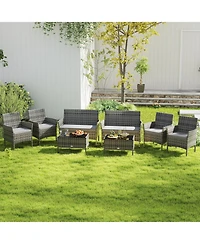 Slickblue 4-Piece Wicker Patio Set with Cushioned Seats for Outdoor Lounge or Garden