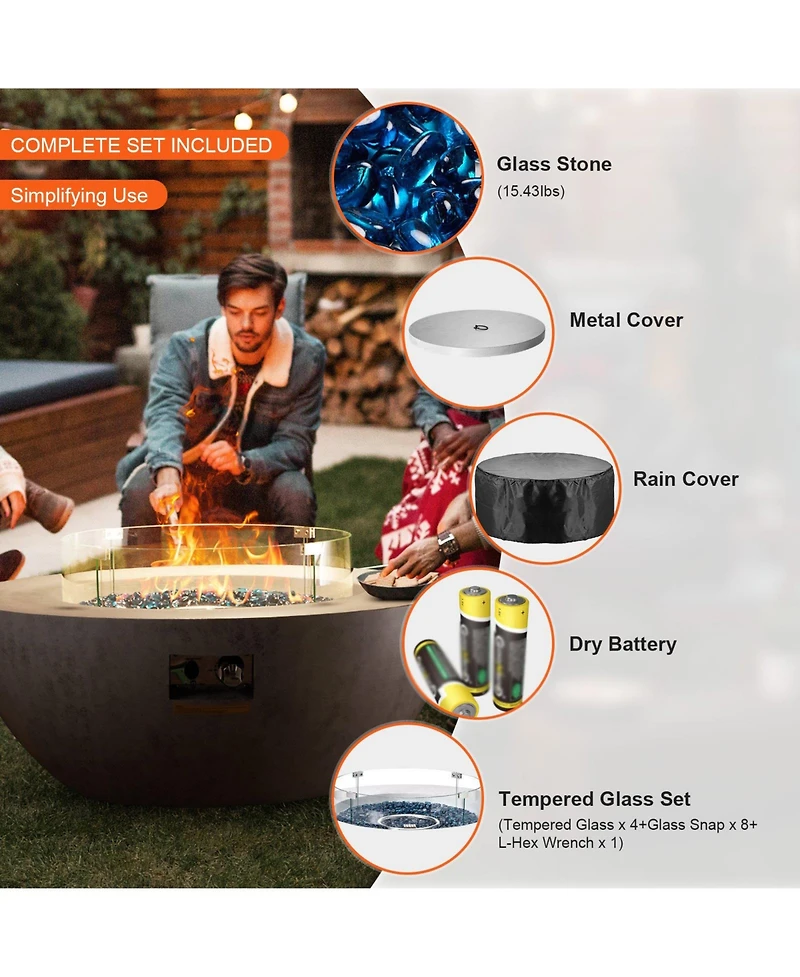 Slickblue Concrete-Look Propane Fire Pit Table for Outdoor Patio – Gas-Powered Heating with Stylish Tabletop Design