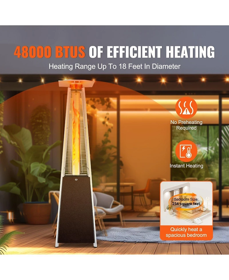Slickblue Outdoor Pyramid-Style Propane Patio Heater with Glass Flame Tube and Wheels – Elegant Heating for Garden or