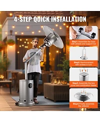 Slickblue Hammered Finish Tall Propane Heater with Integrated Table – Elegant Outdoor Heating Solution for Patio or Garden