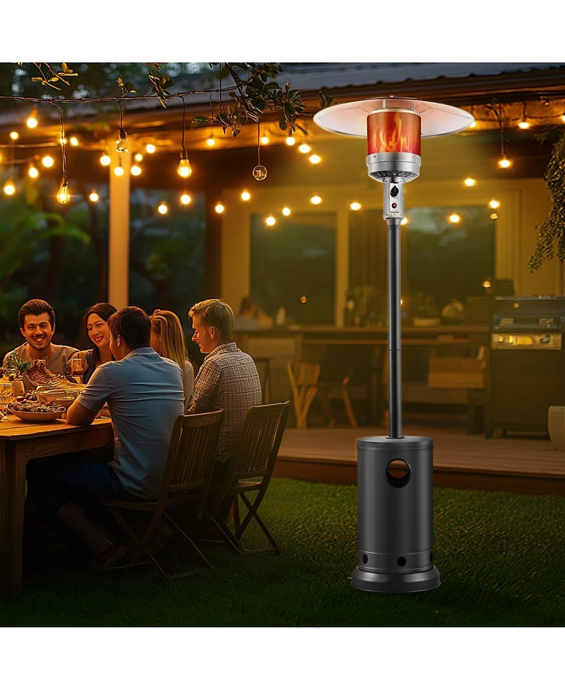 Slickblue Hammered Finish Tall Propane Heater with Integrated Table – Elegant Outdoor Heating Solution for Patio or Garden