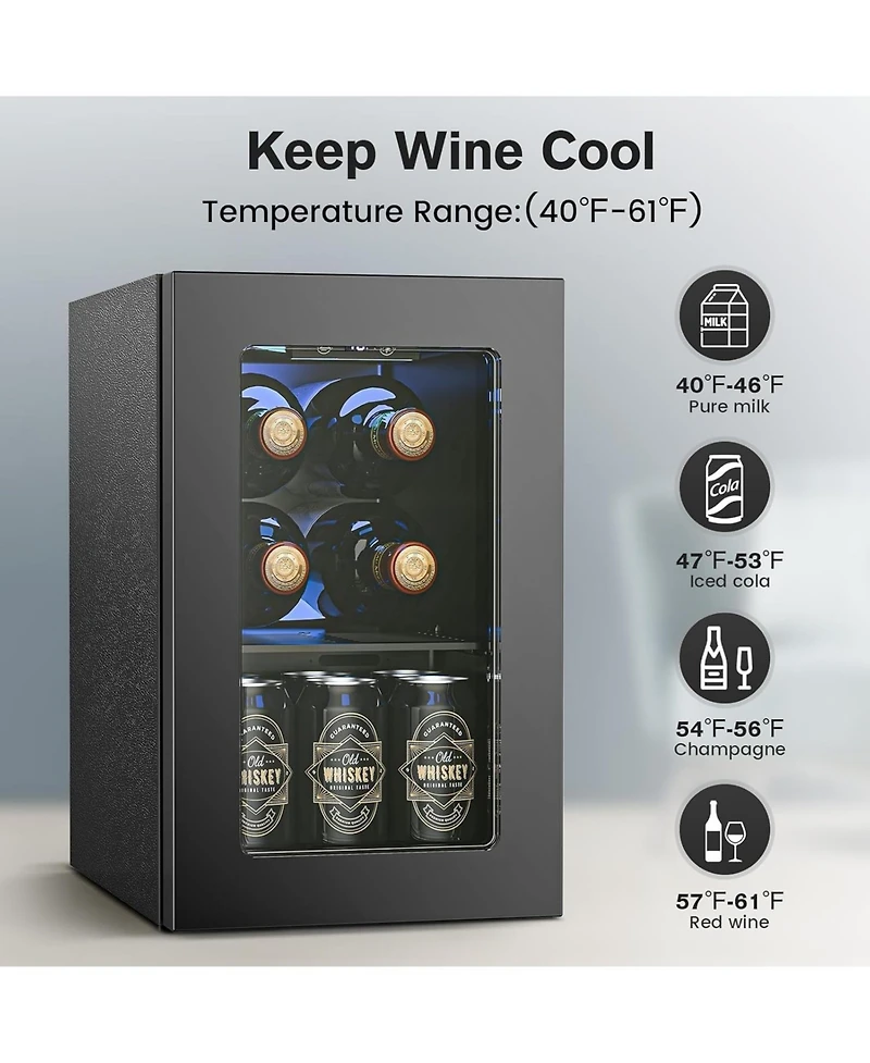 Cowsar 24 Cans Mini Fridge Cooler, Beverage Refrigerator Countertop Drink Cooler for Soda, Canned Beer, Adjustable Digital Temperature Control for Hom
