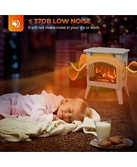 Cowsar Electric Fireplace Heater 17" with Remote Control, Cathedral Stylish, Different Flame Effects and Log Set Colors, Adjustable Brightness an