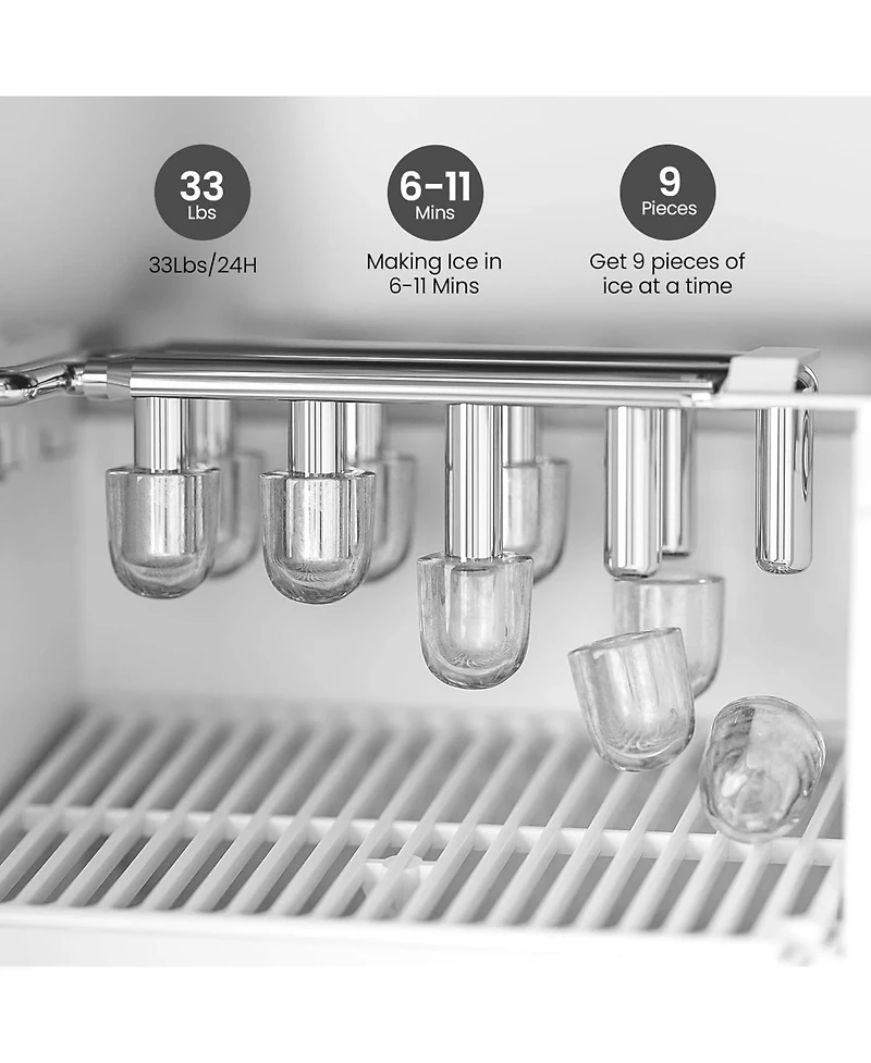 Cowsar Water Cooler Dispenser with Ice Maker for 2, 3 or 5 Gallon Bottles, 33Lbs Daily Ice Making, Child Safety Lock and Energy-Saving Design for Home