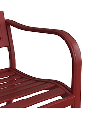 Mondawe All-Iron Park Chair With Floral Backrest,Multi-Layer Rustproof Coating & Adjustable Foot Pad