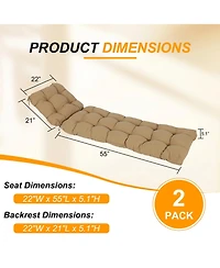 Aoodor 76" x 22" x 5.1" Polyester Tufted Chaise Lounge Cushion, Water-Resistant & Fade-Resistant Cushion for Outdoor Wicker Chaise Loun