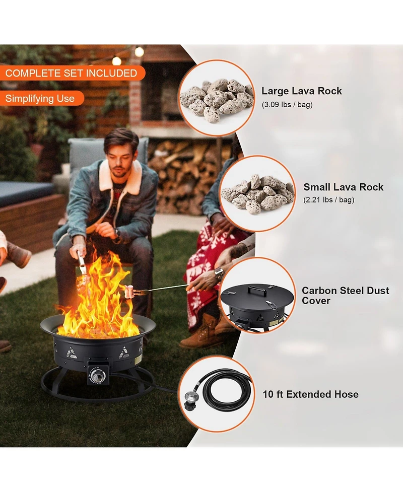 Slickblue Portable Propane Gas Fire Pit for Outdoor Heating – Ideal for Camping, Backyard, and Patio Use