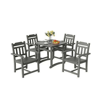 Slickblue 5-Piece Outdoor Dining Set with Square Table and Chairs for Deck or Backyard