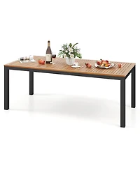 Gymax Patio Dining Table for 8 79'' Large Rectangle Table w/ Acacia Wood Tabletop