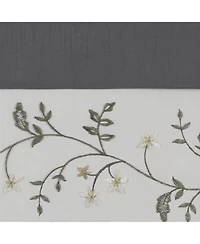 Kate Aurora Complete 5 Pc Window a Bag Embroidered Floral Country Flax Sheer Curtain & Valance Set