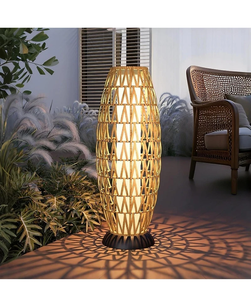 Mondawe Outdoor Vertical Vine Floor Lamp,Soft lighting,Portable Handwoven Resin Rattan Lamp