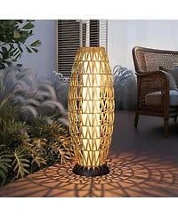 Mondawe Outdoor Vertical Vine Floor Lamp,Soft lighting,Portable Handwoven Resin Rattan Lamp