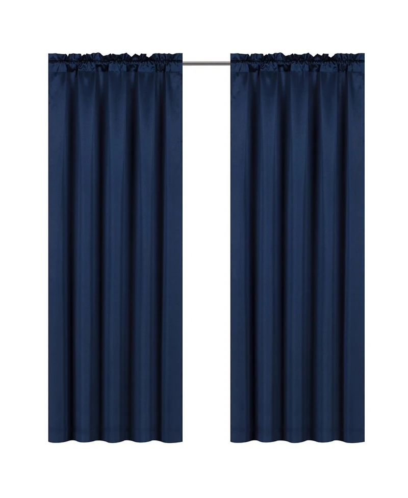 Kate Aurora Ultra Lux Faux Silk Regency Crinkle Rod Pocket Semi Sheer Single Curtain Panel - 52 in. W x 84 in. L, Navy