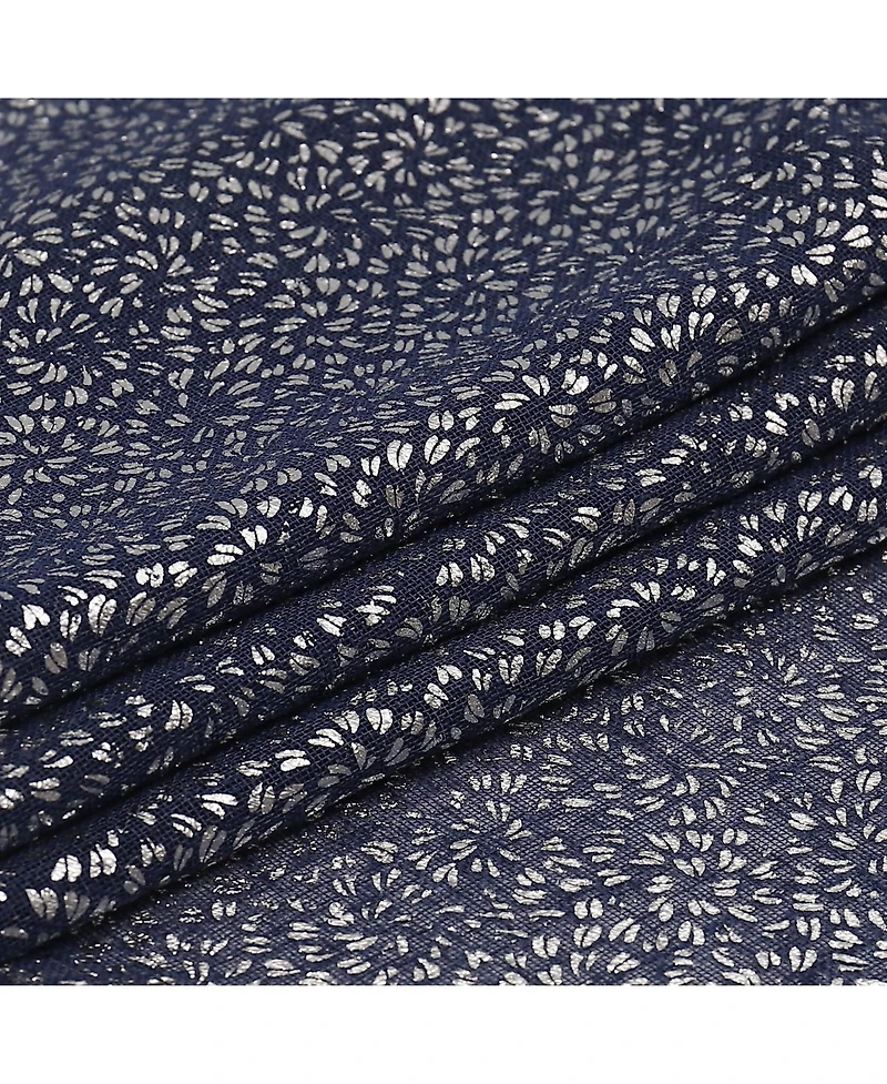 Kate Aurora Glam Chic Living 2 Pack Metallic Foil Sparkle Slub Sheer Grommet Top Curtain Panels