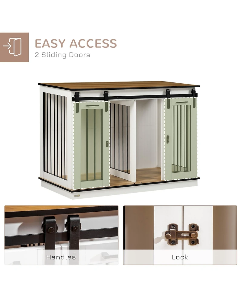 PawHut Modern Dog Crate End Table with Divider Panel, Dog Crate Furniture for Large Dog