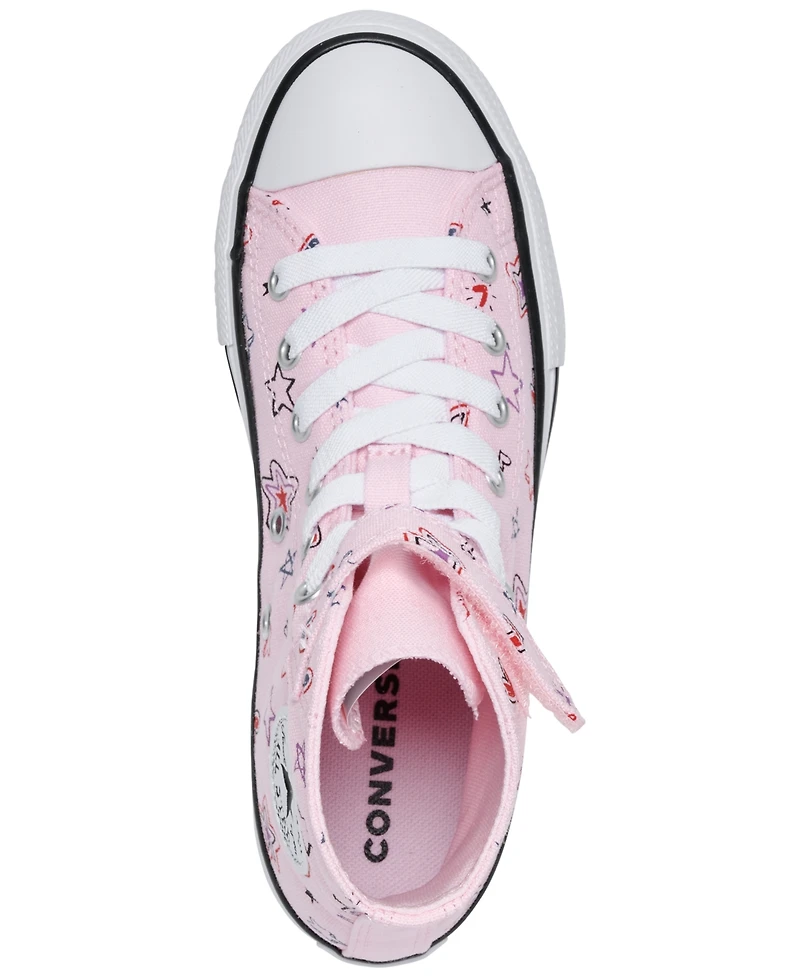 Converse Little Girls Chuck Taylor All Star Doodles Stay-Put Closure Strap High Top Casual Sneakers from Finish Line