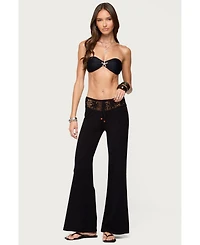 Edikted Women's Kirsty Crochet Waist Knit Pants