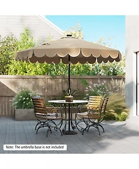 Gymax 9.3 Ft Solar Patio Umbrella w/ 32 Led Lights & Vented Top Ruffles