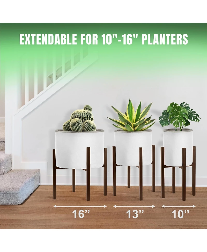 Sorbus Adjustable Metal Plant Stand – Mid Century Style Flower Pot Holder, 10 to 16 Inches Planter Stand for Modern Home Decor, Houseplants