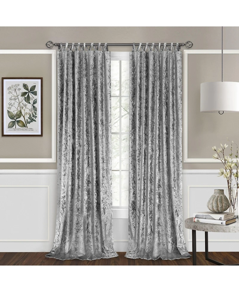 Kate Aurora Park Avenue 2 Piece Criss-Cross Tab Top Velvet Window Curtain Panels - in