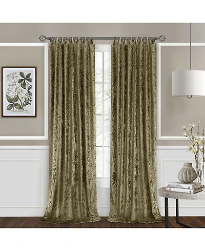 Kate Aurora Park Avenue 2 Piece Criss-Cross Tab Top Velvet Window Curtain Panels - 84 in. Long - Moss