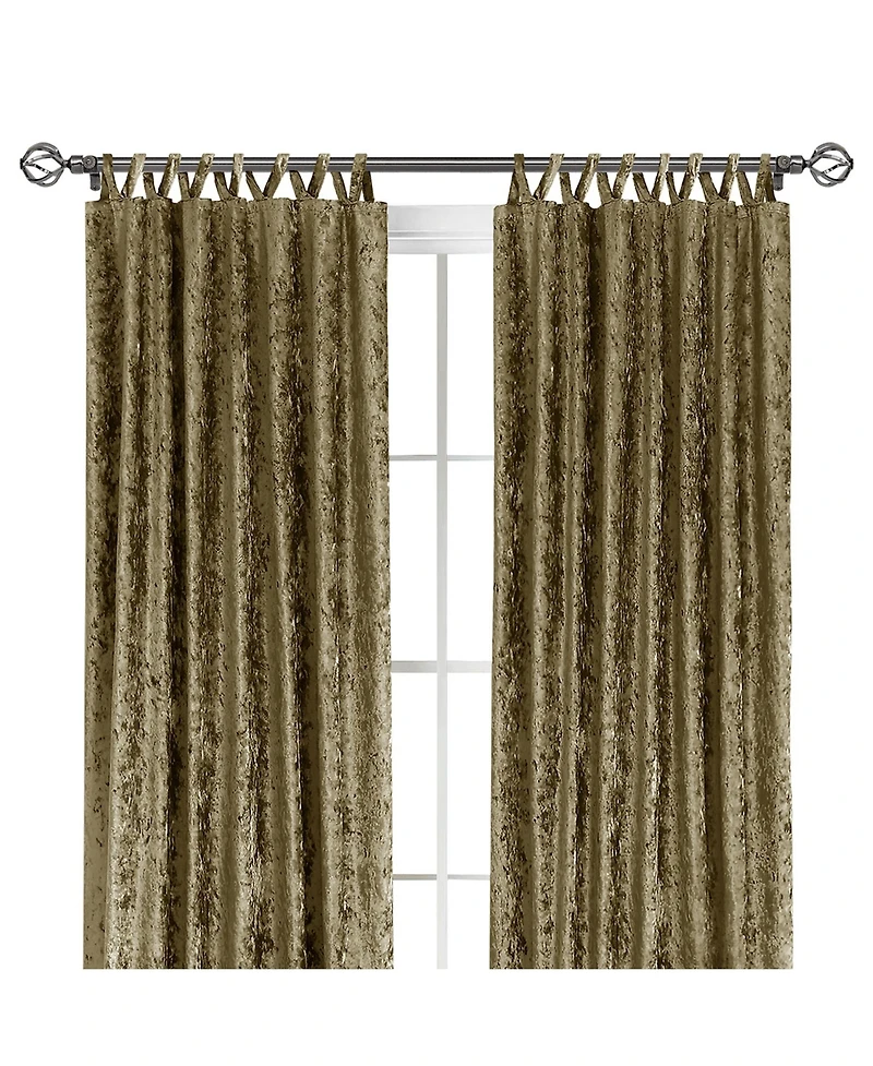 Kate Aurora Park Avenue 2 Piece Criss-Cross Tab Top Velvet Window Curtain Panels - 84 in. Long - Moss