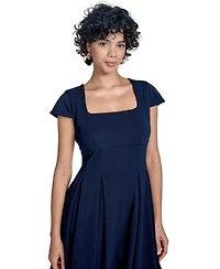 Calvin Klein Women's Scuba Crepe Square-Neck Fit & Flair Dress