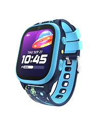 Playzoom 4 Kids and Black Print Leather Silicone Strap Smartwatch