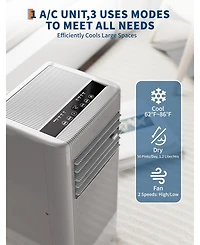 gaomon 8,000 Btu Portable Ac with Fan, Dehumidifier & Sleep Mode for Rooms Up to 350 Sq.Ft