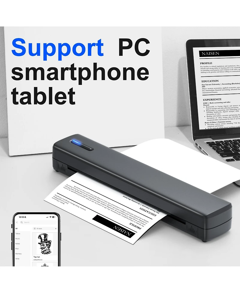 Nelko Portable Printer Wireless for Travel, D810-a Bluethooth Thermal Printer Support for 8.5"x11" Us Letter, Inkless Printer Compatible wit