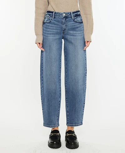 Kancan Women's High Rise Barrel Jeans