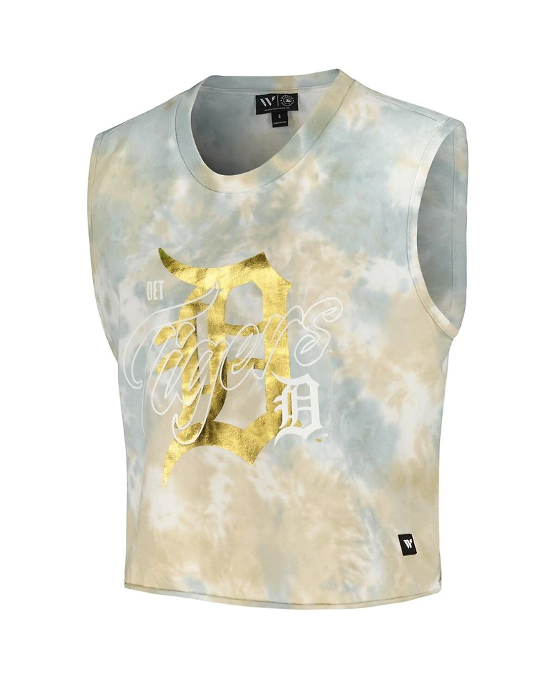 The Wild Collective Women's White Detroit Tigers Washed Muscle Tank Top