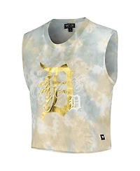 The Wild Collective Women's White Detroit Tigers Washed Muscle Tank Top