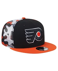 New Era Men's Black/Orange Philadelphia Flyers Camo Meshback 9FIFTY Snapback Hat