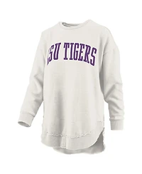 Pressbox Women's Oatmeal Lsu Tigers Melange Poncho Vintage Fleece Long Sleeve Pullover Sweatshirt