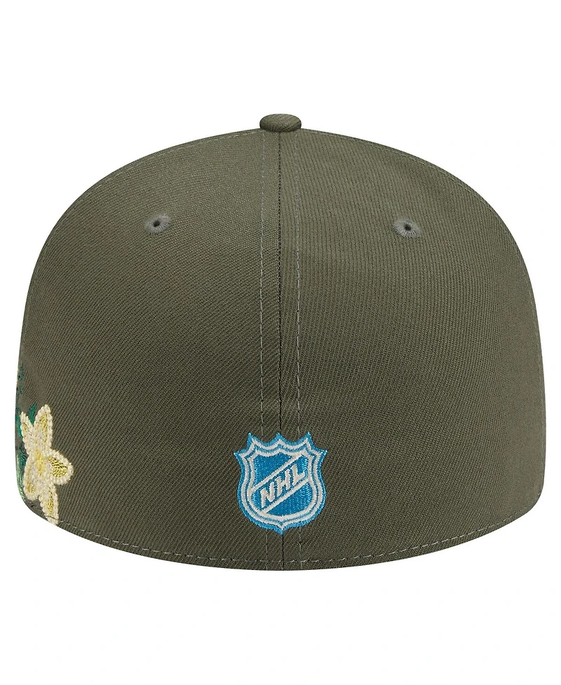 New Era Men's Olive York Rangers Tonal Florals 59FIFTY Fitted Hat