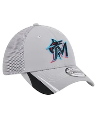 New Era Men's Gray Miami Marlins Linear 39THIRTY Flex Hat