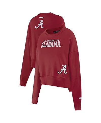 Pro Standard Women's Crimson Alabama Crimson Tide Sequin Boxy Cropped Pullover Sweatshirt