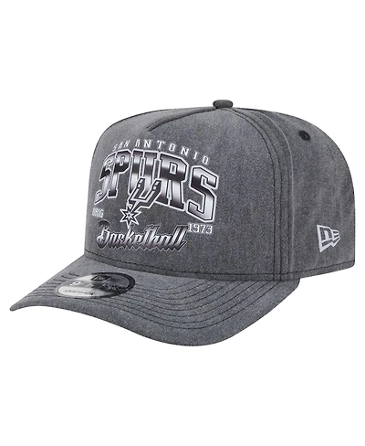 New Era Men's Charcoal San Antonio Spurs Throwback Washed Pre-Curved 9FIFTY Snapback Hat