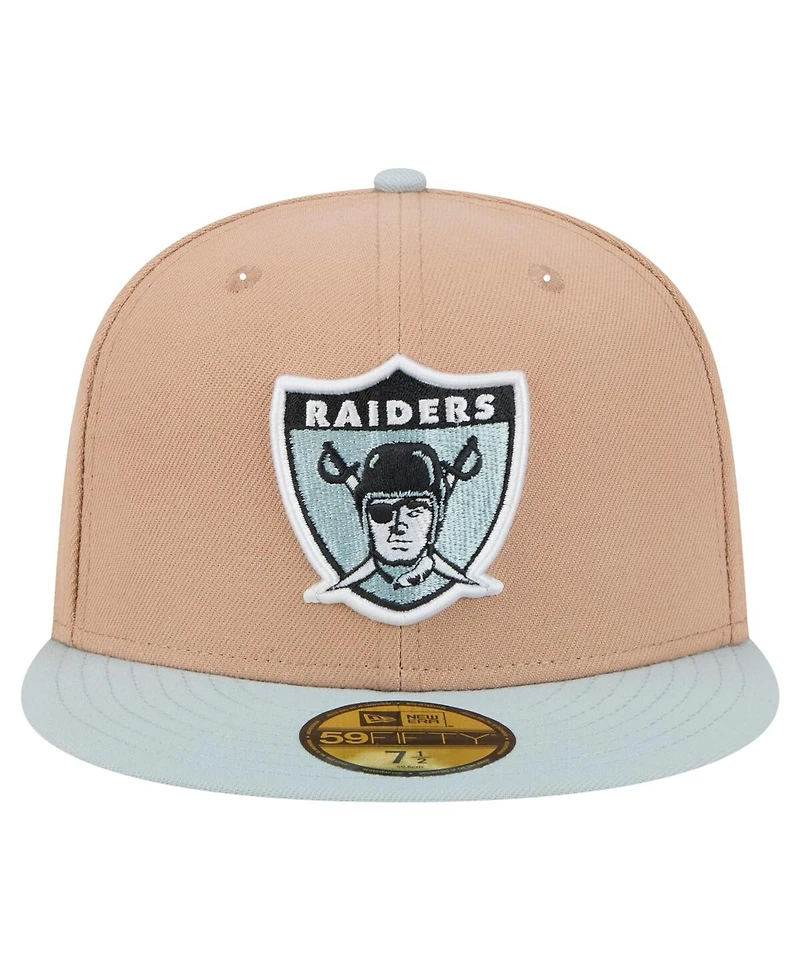New Era Men's Tan Oakland Raiders Gridiron Classics Throwback Logo Main 59FIFTY Fitted Hat