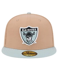 New Era Men's Tan Oakland Raiders Gridiron Classics Throwback Logo Main 59FIFTY Fitted Hat
