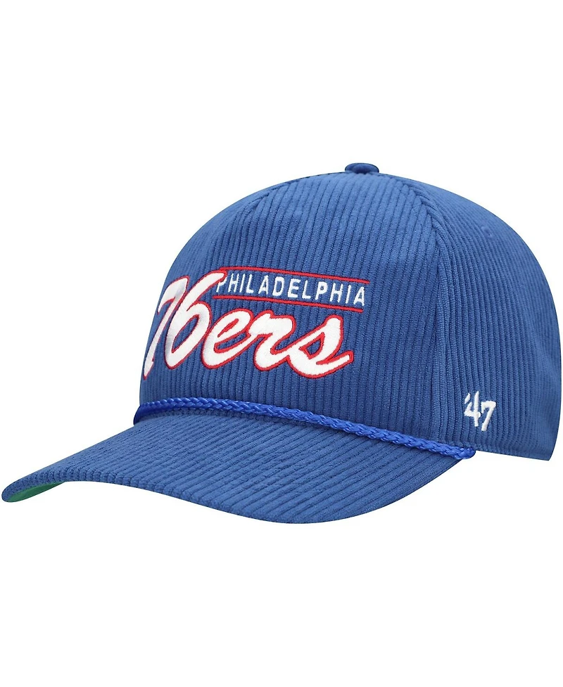 '47 Brand Men's Royal Philadelphia 76ers Double Header Side Patch Cord Hitch Adjustable Hat